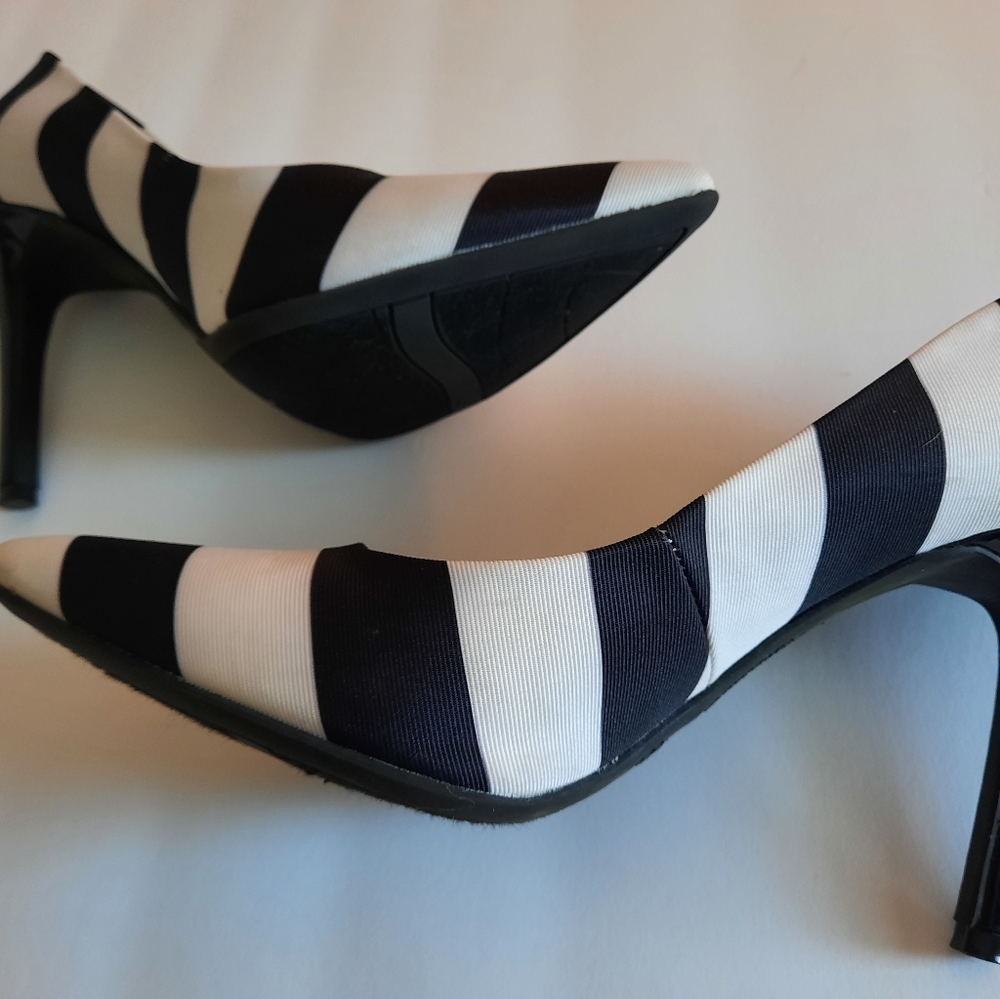 Christian Siriano for Payless Black and White Striped Heels